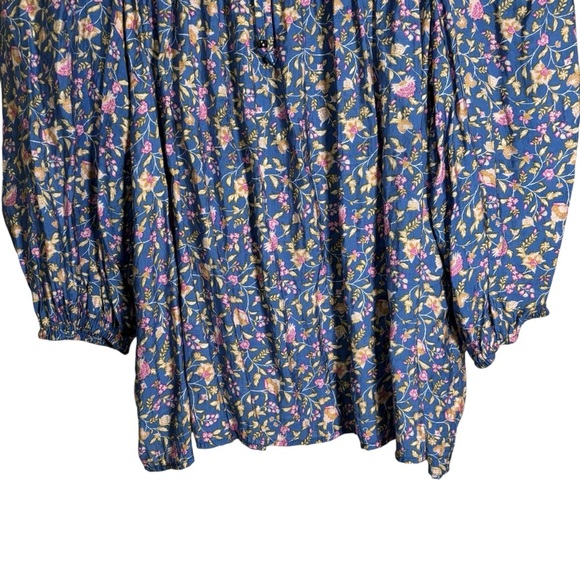 Wonderly Floral Blouse XL Pullover 3/4 Sleeve Smocked Cottagecore Peasant - Picture 4 of 16